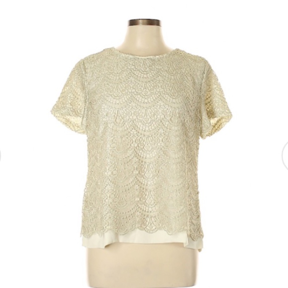 Cream short sleeve blouse